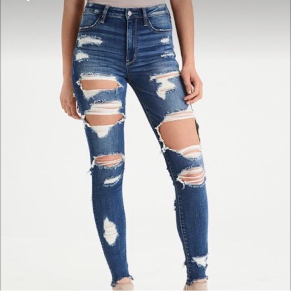 Blue American Eagle High Rise stretchy comfortable jeans. Size 0. - Picture 1 of 3